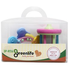 Greenlife 딸랑이 치발기 3종 세트 RTA, 장구 딸랑이 + 왕관 치발기 겸 딸랑이 + 캔디 치발기 겸 딸랑이, 혼합색상, 1세트