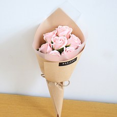 MORIANN 人造香皂花貝拉玫瑰花束, 淺粉色, 1個