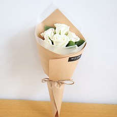 MORIANN 人造香皂花貝拉玫瑰花束, 白色, 1個