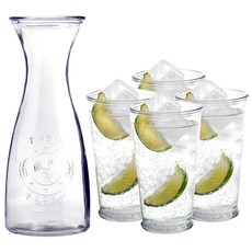 Samho Glass Sweet Carafe 玻璃瓶 1000ml + V型杯 440ml x 4入, 1套, 單一顏色
