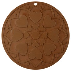 이코디 하트 플라워 냄비받침, 브라운, 1개