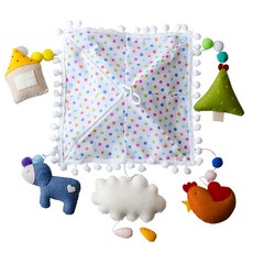 NANDDONG 快樂農場床邊音樂鈴+吊飾娃娃 5入組, 1組