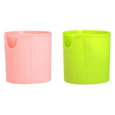 아울리빙 스트라이프 주방 식기 수납통 2p, 핑크, 그린