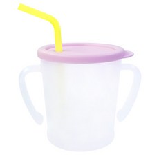 AGAFURA Magic系列雙耳防漏吸管杯, 淺粉色, 300ml, 1個