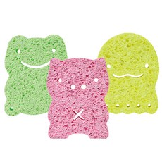 앙쥬 아기목욕 스펀지 3p 세트, 개구리, 돼지, 문어, 1세트