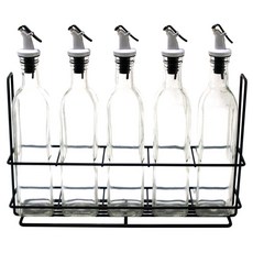 SINOGLASS 油瓶500ml黑色5p+GT油瓶架U型套組, 1套