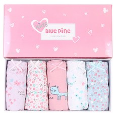 bluepine 女童用 62 花朵貓咪三角內褲 5件組