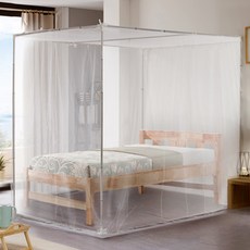 알뜨리 사각 캐노피 모기장 + 스텐봉 세트, 화이트