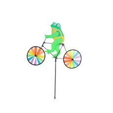 PARTYSHOW 騎自行車青蛙造型庭園風車, 混合顏色, 1入