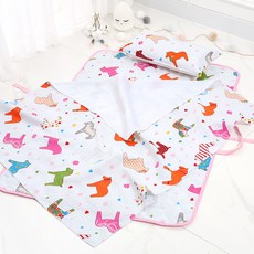 Coney Island 便攜式絲質超細纖維薄被組 小馬款, 白色, 超細纖維