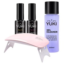 YUKI 迷你凝膠美甲組, Base Gel 5g + Top Gel 5g + Gel Cleaner 100ml + SUN Gel Lamp, 1套