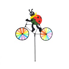 PARTYSHOW 庭院用 騎自行車瓢蟲風車, 混和顏色, 1入
