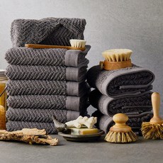 SOFT TOUCH 人字紋毛巾 170g, 炭灰色, 10條