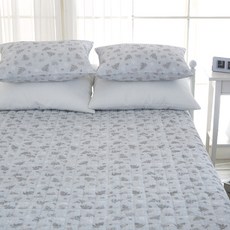 gBEDDING 植草印花夏季泡泡紗絎縫薄床墊, 灰色