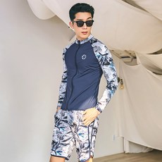 TUBE TREE 男士拉鍊防曬泳衣上衣 + 下身套裝 AE4208