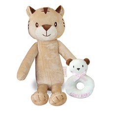CONY BABY 黃虎安撫娃娃+小熊搖鈴, 小熊搖鈴(象牙白)+黃虎(米色)