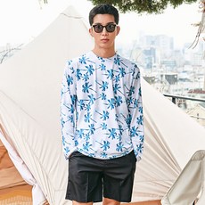 funhancouple 男款 棕櫚樹 寬鬆版型 防曬衣 上衣 + 下身 套裝 AE4206