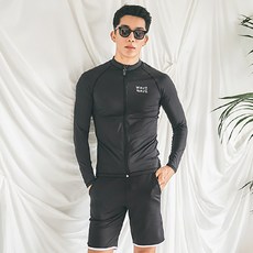 funhancouple 男士素色拉鍊防磨衣上衣+下身套裝 AE4114