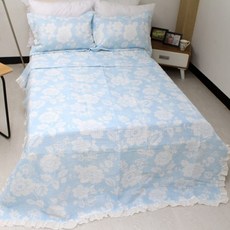 design n 花朵圖案薄被, 藍色