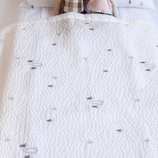 스코홈 북유럽 트리 자수 리플 홑겹이불