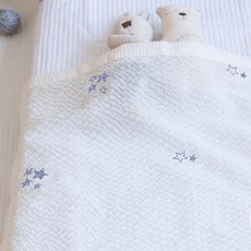 스코홈 북유럽 별 자수 리플 홑겹이불, 그레이