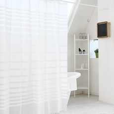 FREESPACE 簡約條紋浴簾組 C型掛環*12個, 混色, 1組