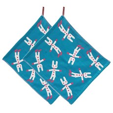 lapezzo 掛環擦手廚房巾 兔子玩偶 2入, 藍色, 1套
