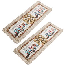 By deco 棉質水洗廚房地墊兼沙發地墊 2條組, 貓頭鷹