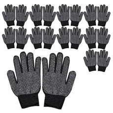 黑點防滑耐磨工作手套, 黑色, 10雙