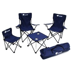 조아캠프 트래블 캠핑 테이블 의자 5종 세트, 네이비