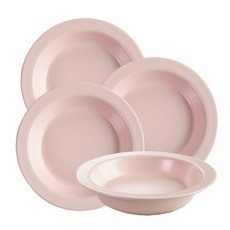 PRELUDE 義大利麵陶瓷圓形餐盤 粉紅色, 4件