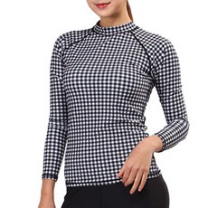 Soleil 女款格紋長袖防曬泳衣