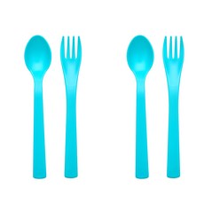 UINLUI 兒童湯匙+叉子, 水藍色, 2組