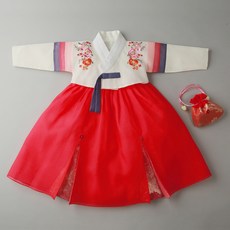 geumdong hanbok 女童用柔和色肩部刺繡韓服 AW036 + 福袋隨機發送