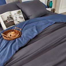 BODRE Miracle 絎縫被套, 炭灰色 + 藍色