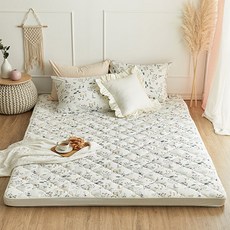 SHEZ HOME 純棉格紋絎縫乳膠罩, 象牙