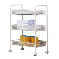 Livens 移動式收納置物網架, 白色, 3層