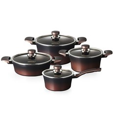 HAPPYCALL 電磁爐適用鈦電漿耐蝕雙耳湯鍋 4入組, 單柄鍋18cm+雙耳鍋20cm+雙耳鍋24cm+燉湯鍋24cm, 混色