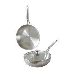 finn ilo Chamcook五層304不鏽鋼IH感應爐適用鍋具組, 單色, 深炒鍋 24cm+平底鍋 24cm+鍋蓋 24cm, 1組