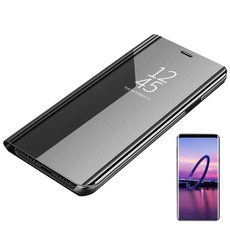 直立式透明S視窗手機殼+3D強化玻璃全組