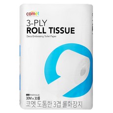 코멧 3겹 롤화장지 30m, 30개입, 1개