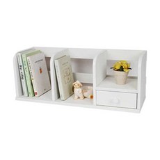 룩홈 미니 1단 600 서랍 책꽂이 화이트