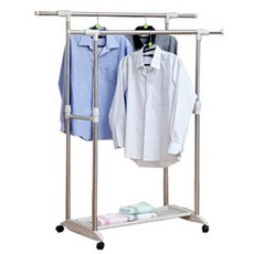 MINEING 2層擱板不鏽鋼衣架, 銀色