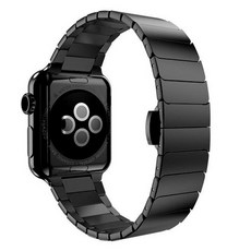 momoket Apple Watch 3/4/5 新款鏈式金屬錶帶 (兼容42/44mm), 1入, 黑色