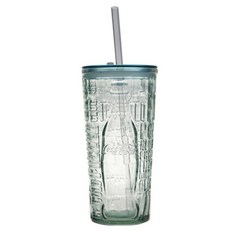 可口可樂吸管附蓋玻璃杯, 500cc, 1個