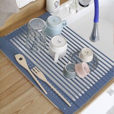 체리하우스 파스텔 실리콘 씽크대 건조매트, 블루