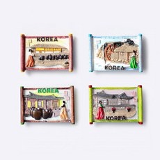 Palbok 工藝品傳統石膏韓屋冰箱磁鐵 4 件套, 混色