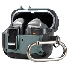 Nuart Galaxy Buds 防變色鎖扣防撞TPU保護殼, 1個, Frame Lock Bumper Case, 綠色