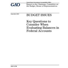 Budget Issues: Key Questions to Consider When Evaluating Balances in Federal Accounts: Report to the C..., Createspace Independent Publishing Platform