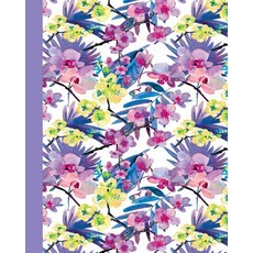 Sketch Journal: Watercolor Flowers (Purple and Yellow/Purple) 8x10 - Pages Are Lined on the Bottom Thi..., Createspace Independent Publishing Platform